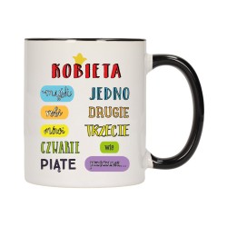 KUBEK KUBKI CZARNY ŚRODEK UCHO DLA DZIEWCZYNY KOBIETY ŚMIESZNE NAPISY W486