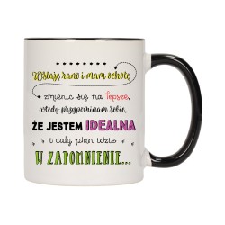 KUBEK KUBKI CZARNY ŚRODEK UCHO DLA DZIEWCZYNY KOBIETY ŚMIESZNE NAPISY W441