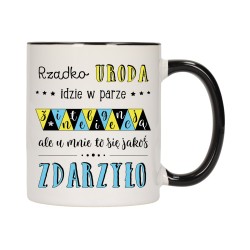 KUBEK KUBKI CZARNY ŚRODEK UCHO DLA DZIEWCZYNY KOBIETY ŚMIESZNE NAPISY W434