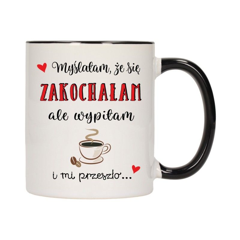 KUBEK KUBKI CZARNY ŚRODEK UCHO DLA DZIEWCZYNY KOBIETY ŚMIESZNE NAPISY W431