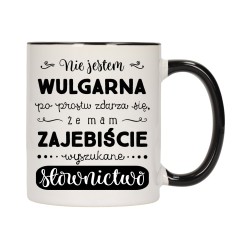 KUBEK KUBKI CZARNY ŚRODEK UCHO DLA DZIEWCZYNY KOBIETY ŚMIESZNE NAPISY W408