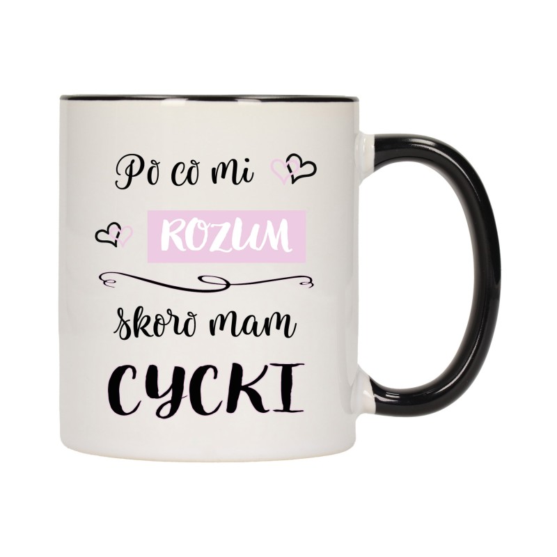 KUBEK KUBKI CZARNY ŚRODEK UCHO DLA ŻONY KOBIETY KOLEŻANKI PREZENT W401