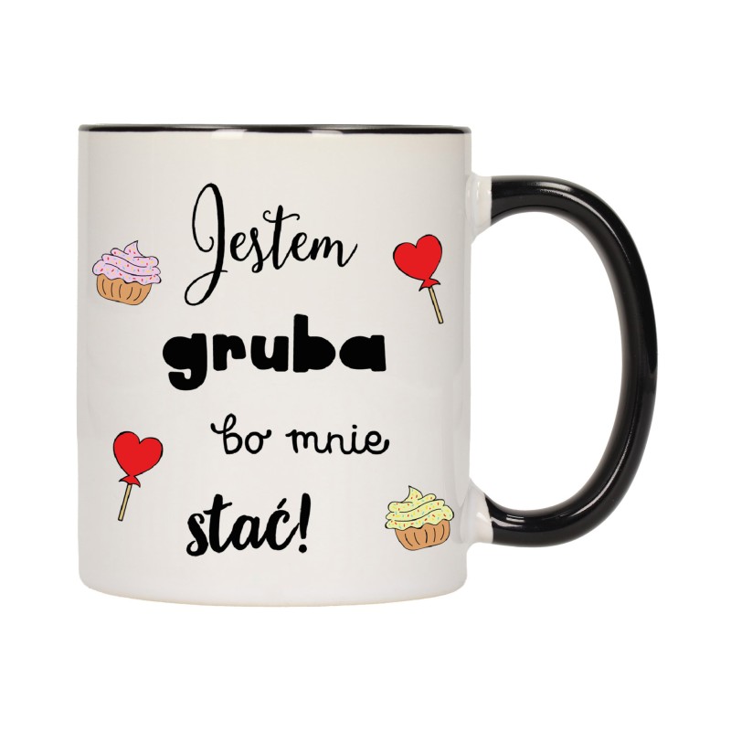 KUBEK KUBKI CZARNY ŚRODEK UCHO DLA DZIEWCZYNY KOBIETY ŻONY PREZENT W267