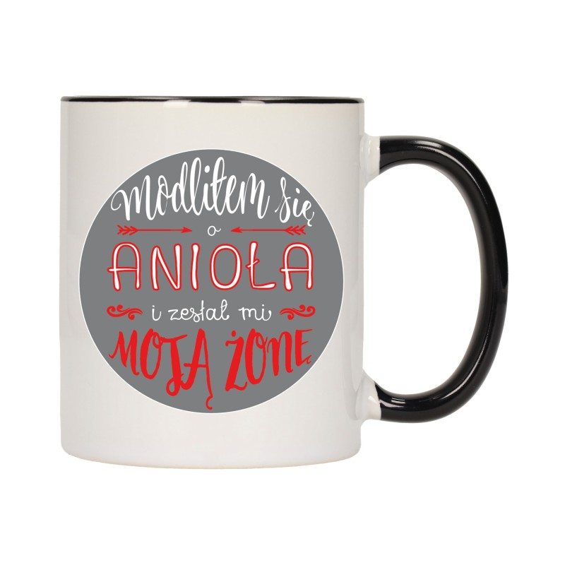 KUBEK KUBKI CZARNY ŚRODEK UCHO DLA DZIEWCZYNY KOBIETY ŻONY PREZENT W452