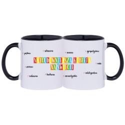 KUBEK KUBKI CZARNY ŚRODEK I UCHO DLA DZIEWCZYNY KOBIETY ŻONY PREZENT W150