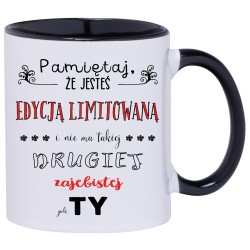 KUBEK KUBKI CZARNY ŚRODEK I UCHO DLA DZIEWCZYNY KOBIETY ŻONY PREZENT W143