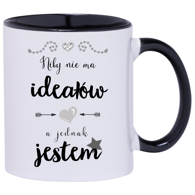 KUBEK KUBKI CZARNY ŚRODEK I UCHO DLA DZIEWCZYNY KOBIETY ŻONY PREZENT W142