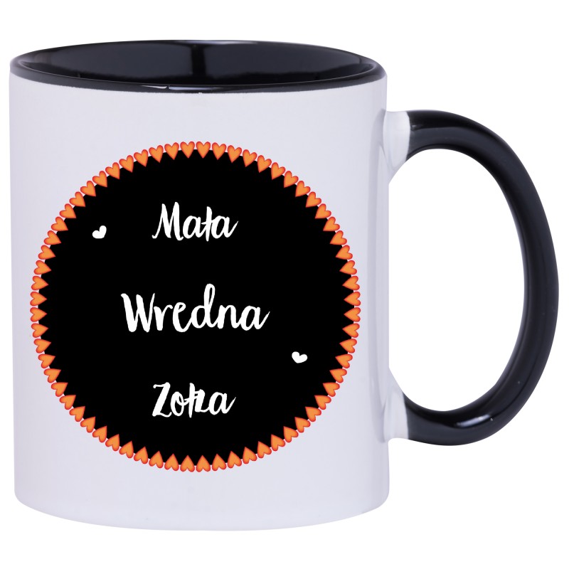 KUBEK KUBKI CZARNY ŚRODEK I UCHO DLA DZIEWCZYNY KOBIETY ŻONY PREZENT W140