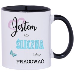 KUBEK KUBKI CZARNY ŚRODEK I UCHO DLA DZIEWCZYNY KOBIETY ŻONY PREZENT W138