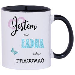 KUBEK KUBKI CZARNY ŚRODEK I UCHO DLA DZIEWCZYNY KOBIETY ŻONY PREZENT W137