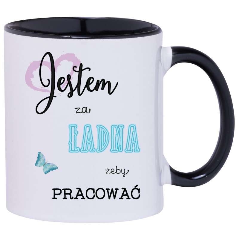 KUBEK KUBKI CZARNY ŚRODEK I UCHO DLA DZIEWCZYNY KOBIETY ŻONY PREZENT W137