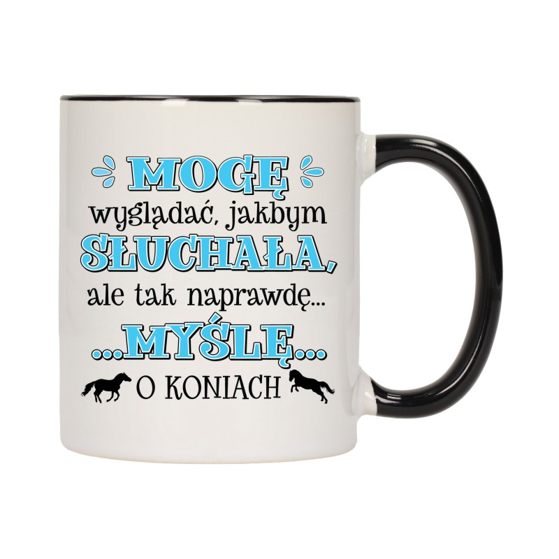 KUBEK KUBKI CZARNY ŚRODEK UCHO DLA DZIEWCZYNY KOBIETY ŚMIESZNE NAPISY W655