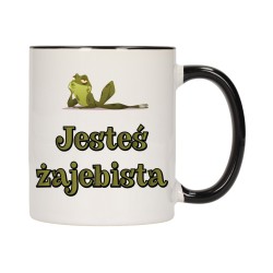 KUBEK KUBKI CZARNY ŚRODEK UCHO DLA DZIEWCZYNY KOBIETY ŚMIESZNE NAPISY W651