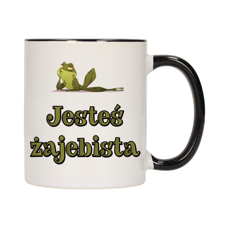 KUBEK KUBKI CZARNY ŚRODEK UCHO DLA DZIEWCZYNY KOBIETY ŚMIESZNE NAPISY W651