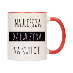 KUBEK KUBKI CZERWONY ŚRODEK I UCHO DLA DZIEWCZYNY KOBIETY PREZENT W588