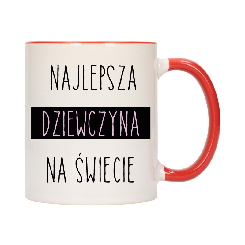 KUBEK KUBKI CZERWONY ŚRODEK I UCHO DLA DZIEWCZYNY KOBIETY PREZENT W588