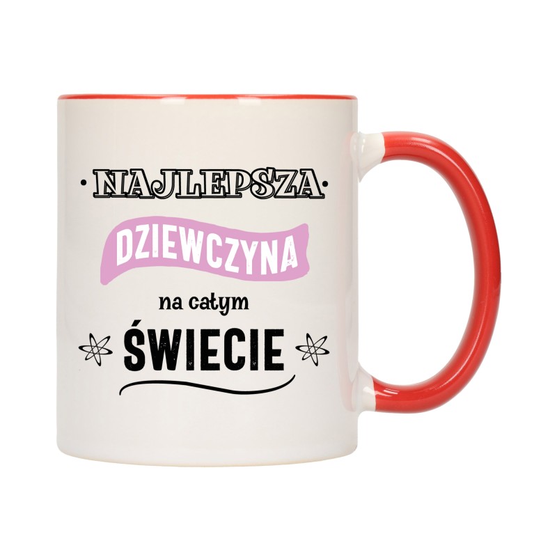 KUBEK KUBKI CZERWONY ŚRODEK I UCHO DLA DZIEWCZYNY KOBIETY PREZENT W586