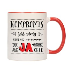 KUBEK KUBKI CZERWONY ŚRODEK UCHO DLA DZIEWCZYNY KOBIETY ŻONY PREZENT W511