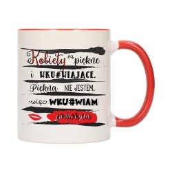 KUBEK KUBKI CZERWONY ŚRODEK UCHO DLA DZIEWCZYNY ŻONY ŚMIESZNE NAPISY W494