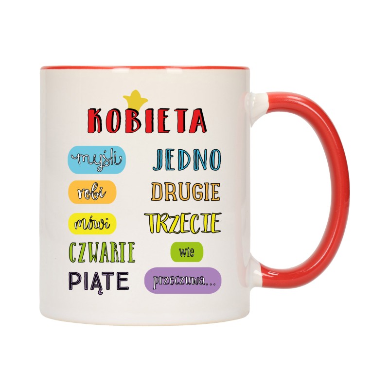 KUBEK KUBKI CZERWONY ŚRODEK UCHO DLA DZIEWCZYNY KOBIETY ŻONY ŚMIESZNY W486