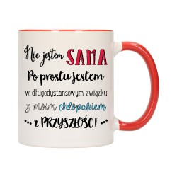 KUBEK KUBKI CZERWONY ŚRODEK UCHO DLA DZIEWCZYNY KOBIETY ŚMIESZNY NAPIS W474