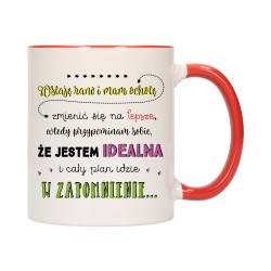 KUBEK KUBKI CZERWONY ŚRODEK UCHO DLA DZIEWCZYNY KOBIETY ŚMIESZNY NAPIS W441