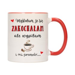 KUBEK KUBKI CZERWONY ŚRODEK UCHO DLA DZIEWCZYNY KOBIETY ŚMIESZNY NAPIS W431