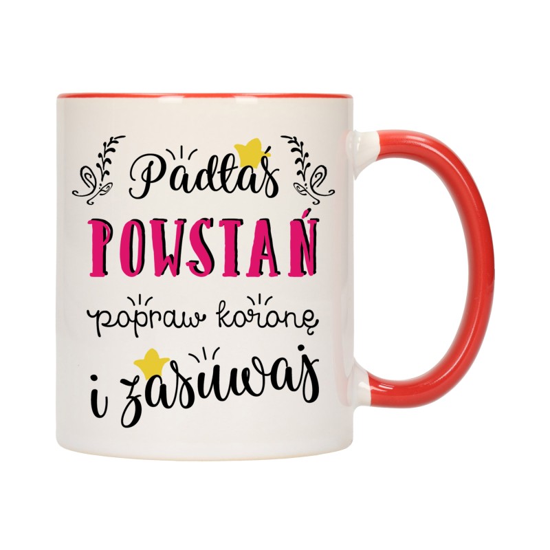 KUBEK KUBKI CZERWONY ŚRODEK UCHO DLA DZIEWCZYNY KOBIETY ZABAWNE NAPISY W405