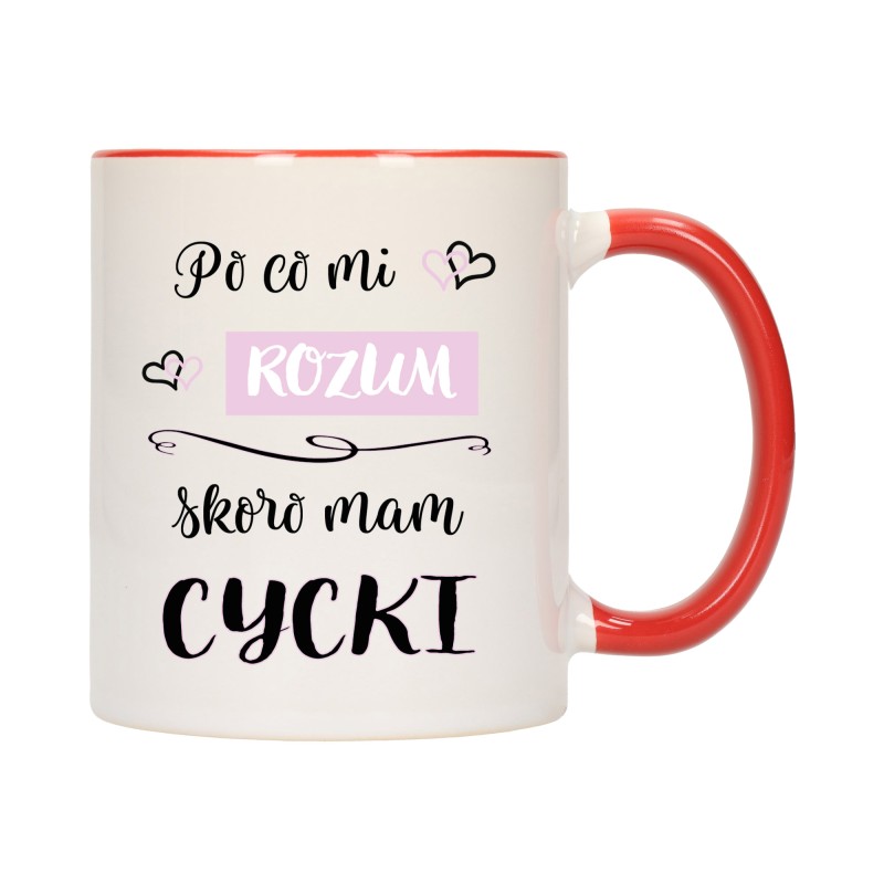 KUBEK KUBKI CZERWONY ŚRODEK UCHO DLA ŻONY KOBIETY KOLEŻANKI PREZENT W401