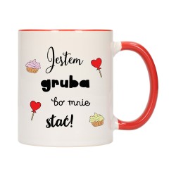KUBEK KUBKI CZERWONY ŚRODEK UCHO DLA DZIEWCZYNY KOBIETY ŻONY PREZENT W267