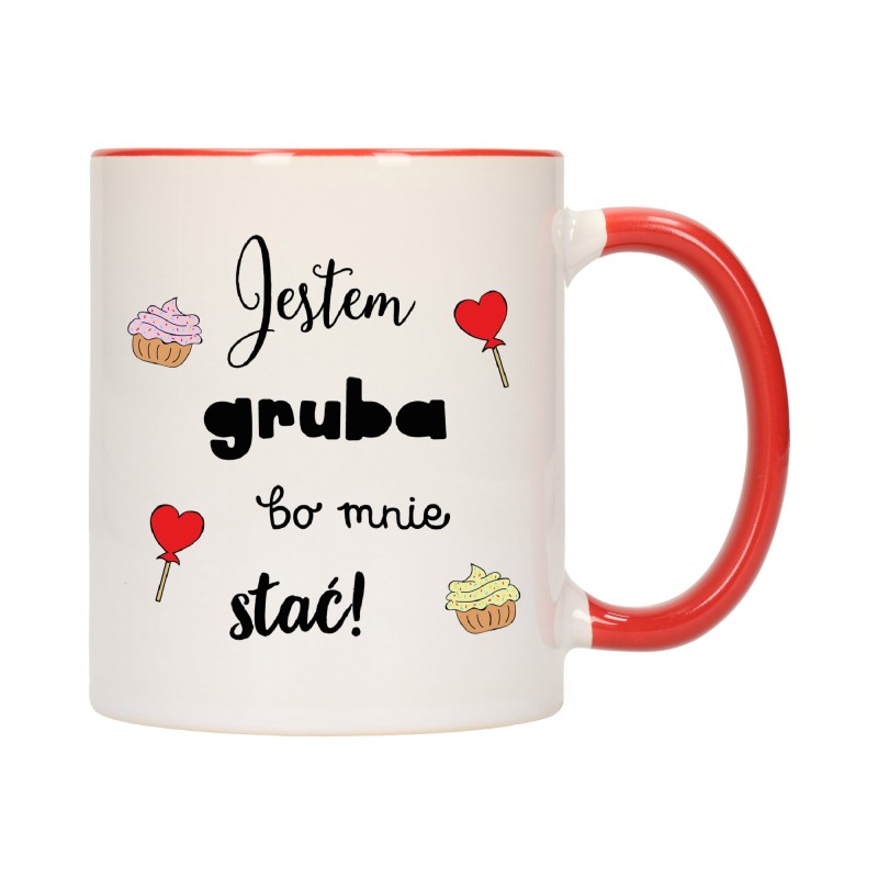 KUBEK KUBKI CZERWONY ŚRODEK UCHO DLA DZIEWCZYNY KOBIETY ŻONY PREZENT W267
