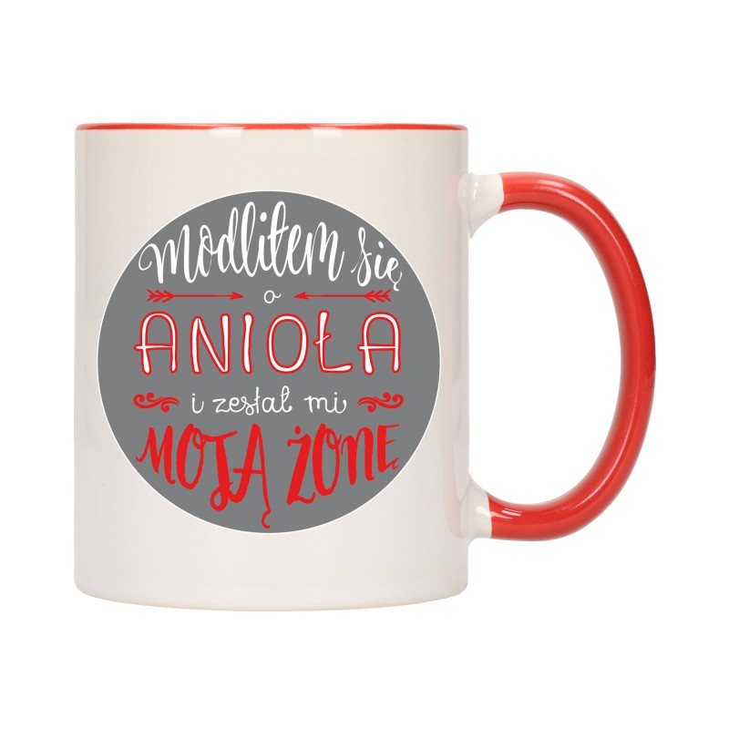 KUBEK KUBKI CZERWONY ŚRODEK UCHO DLA DZIEWCZYNY KOBIETY ŻONY PREZENT W452