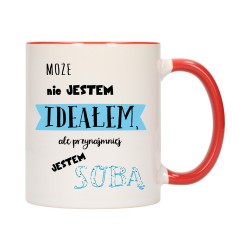 KUBEK KUBKI CZERWONY ŚRODEK I UCHO DLA DZIEWCZYNY KOBIETY ŻONY PREZENT W141