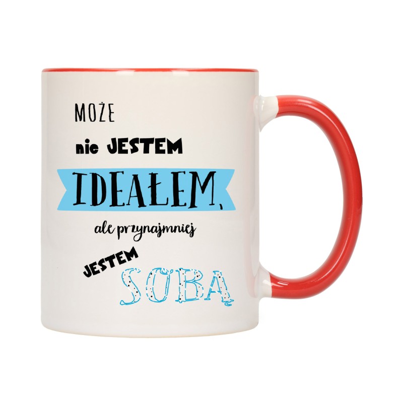 KUBEK KUBKI CZERWONY ŚRODEK I UCHO DLA DZIEWCZYNY KOBIETY ŻONY PREZENT W141