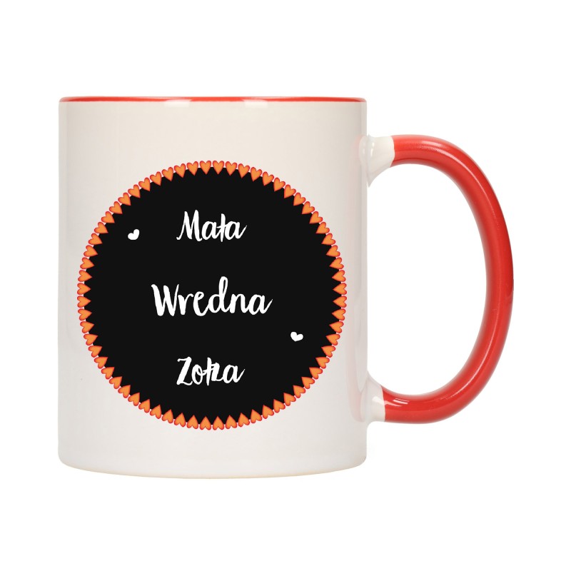 KUBEK KUBKI CZERWONY ŚRODEK I UCHO DLA DZIEWCZYNY KOBIETY ŻONY PREZENT W140
