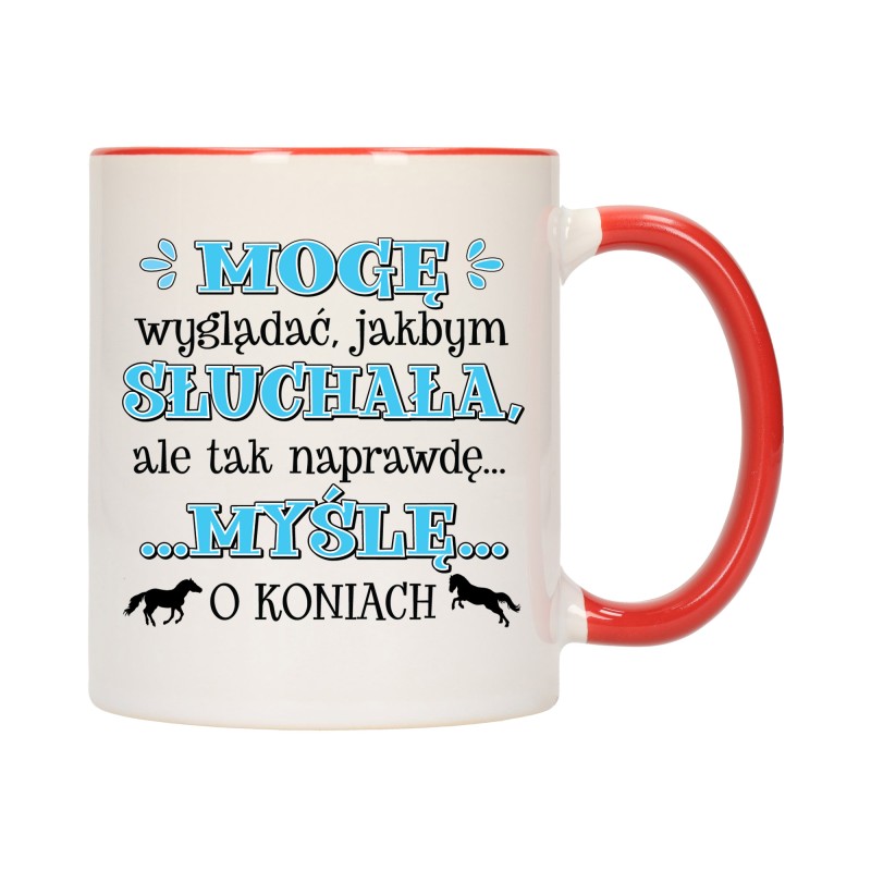 KUBEK KUBKI CZERWONY ŚRODEK UCHO DLA DZIEWCZYNY KOBIETY ŚMIESZNY NAPIS W655