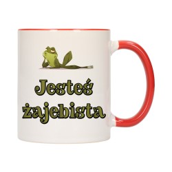 KUBEK KUBKI CZERWONY ŚRODEK UCHO DLA DZIEWCZYNY KOBIETY ŚMIESZNY NAPIS W651