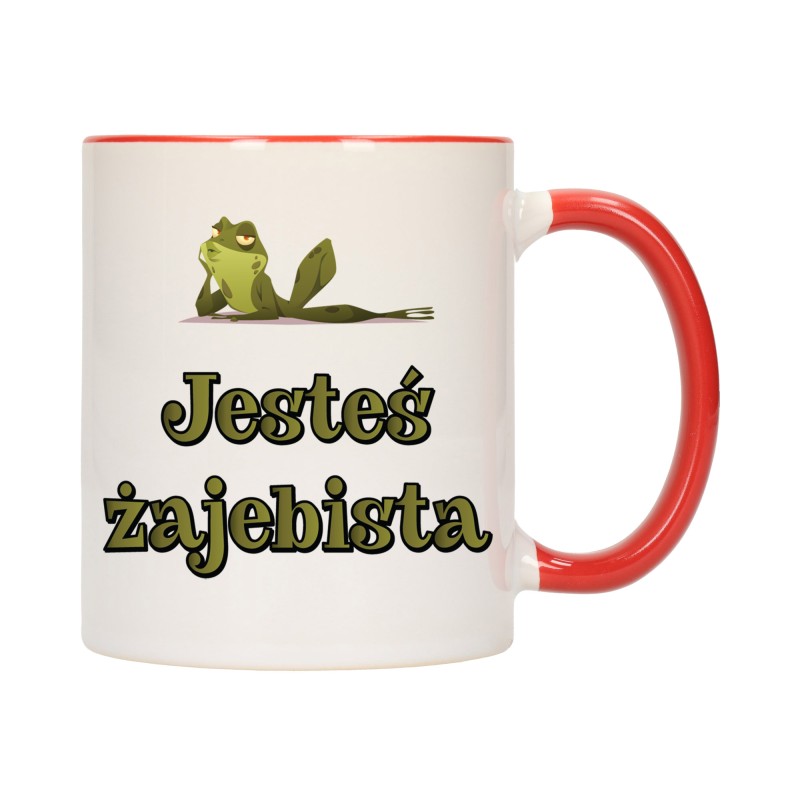 KUBEK KUBKI CZERWONY ŚRODEK UCHO DLA DZIEWCZYNY KOBIETY ŚMIESZNY NAPIS W651