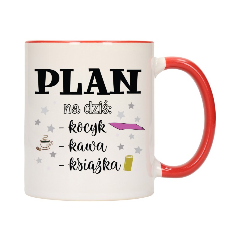 KUBEK KUBKI CZERWONY ŚRODEK UCHO DLA DZIEWCZYNY KOBIETY ŚMIESZNY NAPIS W621