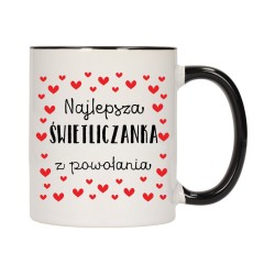 KUBEK KUBKI CZARNY ŚRODEK UCHO DLA NAJLEPSZA ŚWIETLICZANKA PREZENT W581