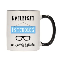 KUBEK KUBKI CZARNY ŚRODEK UCHO DLA NAJLEPSZY PSYCHOLOG PREZENT W580