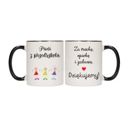 KUBEK KUBKI CZARNY ŚRODEK UCHO DLA PANI PRZEDSZKOLANKI PREZENT W578