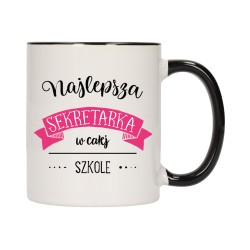 KUBEK KUBKI CZARNY ŚRODEK UCHO DLA NAJLEPSZA SZKOLNA SEKRETARKA W571