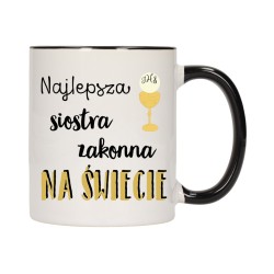 KUBEK KUBKI CZARNY ŚRODEK UCHO DLA NAJLEPSZA SIOSTRA ZAKONNA PREZENT W573