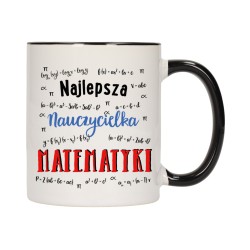 KUBEK KUBKI CZARNY ŚRODEK UCHO DLA NAJLEPSZA NAUCZYCIELKA MATEMATYKI W564