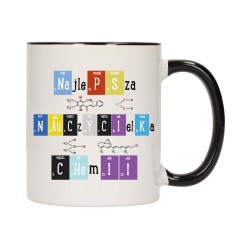 KUBEK KUBKI CZARNY ŚRODEK UCHO DLA NAJLEPSZA NAUCZYCIELKA CHEMII W561