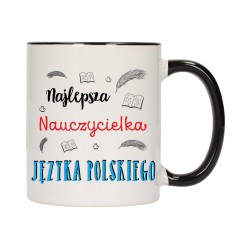 KUBEK KUBKI CZARNY ŚRODEK UCHO DLA NAUCZYCIELKA JĘZYKA POLSKIEGO W557