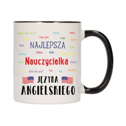KUBEK KUBKI CZARNY ŚRODEK UCHO DLA NAJLEPSZA NAUCZYCIELKA ANGIELSKIEGO W560