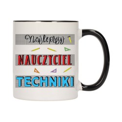 KUBEK KUBKI CZARNY ŚRODEK UCHO DLA NAJLEPSZY NAUCZYCIEL TECHNIKI W460