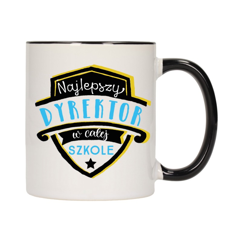 KUBEK KUBKI CZARNY ŚRODEK UCHO DLA NAJLEPSZY DYREKTOR PREZENT W458